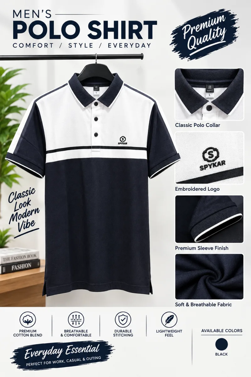 Men's Premium Chest-Stripe Polo T-Shirt